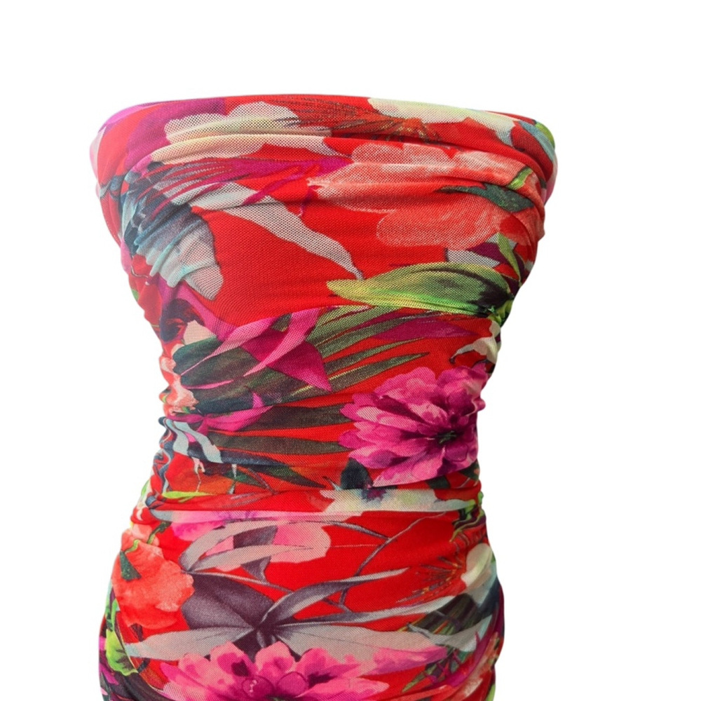 EXPRESS Floral Strapless Bodycon Dress Size 4 - Picture 2 of 7